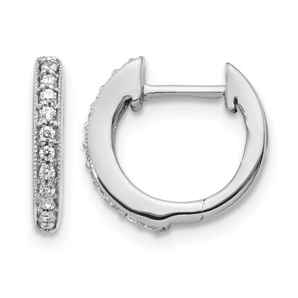 10k White Gold Diamond Hinged Hoop Earrings