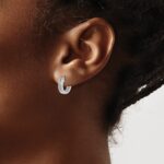 14k White Gold Diamond Hinged Round Hoop Earrings - Image 3