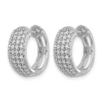 14k White Gold Diamond Hinged Hoop Earrings - Image 2