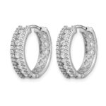 14k White Gold Diamond Hinged Hoop Earrings - Image 2