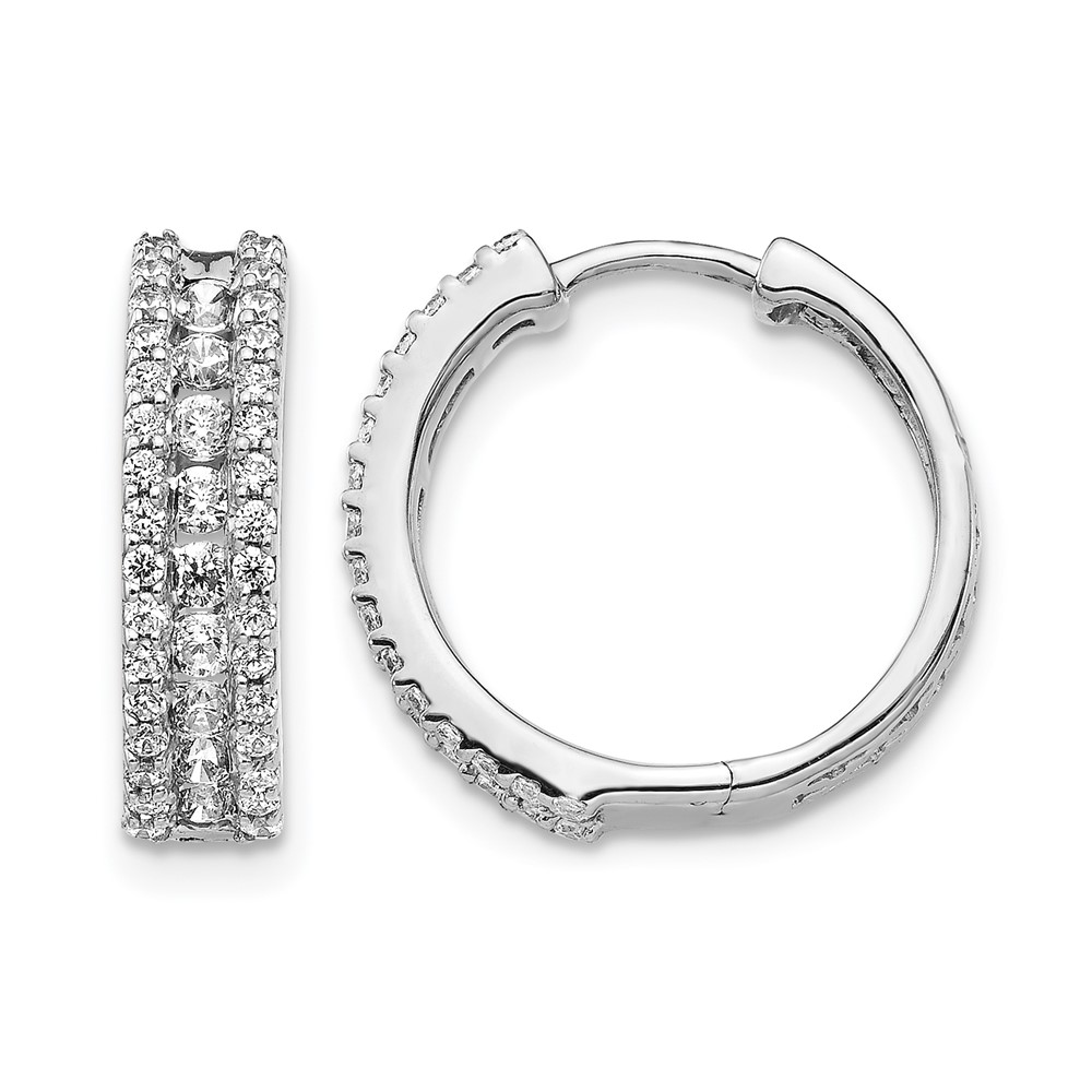 EM5384-088-WA.jpg 14k White Gold Diamond Hinged Hoop Earrings - Image 1