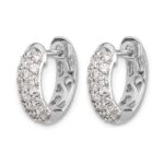 14k White Gold Diamond Hinged Hoop Earrings - Image 2