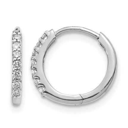 10k White Gold Diamond Hinged Hoop Earrings