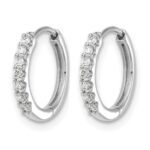 14k White Gold Diamond Hinged Hoop Earrings - Image 2
