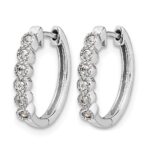 14k White Gold Diamond Hinged Hoop Earrings - Image 2