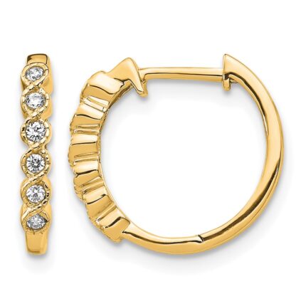 14k Diamond Hinged Hoop Earrings