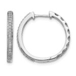 14k White Gold Diamond 2mm Hinged Hoop Earrings