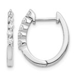 14k White Gold Diamond Hinged Hoop Earrings