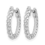 14k White Gold AA Diamond Hinged Hoop Earrings - Image 2
