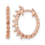 14k Rose Oval Hinged Hoop Earring Mountings