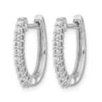 14k White Gold Diamond Hinged Hoop Earrings - Image 2