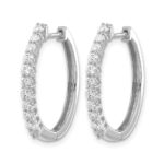 14k White Gold Diamond Hinged Hoop Earrings - Image 2