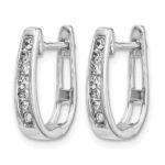 14k White Gold Diamond 3mm Hinged Hoop Earrings - Image 2