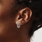 14k White Gold Diamond 3mm Hinged Hoop Earrings - Image 3