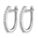 14k White Gold Diamond 1.3mm Hinged Hoop Earrings - Image 2