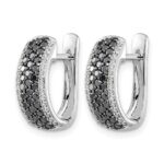 14k White Gold Black and White Diamond Hinged Hoop Earrings - Image 2
