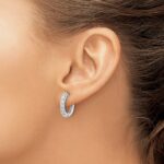 14k White Gold Diamond Hinged Hoop Earrings - Image 3