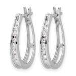 14k White Gold Diamond Oval Hinged Hoop Earrings - Image 2