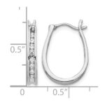 14k White Gold Diamond Oval Hinged Hoop Earrings - Image 4