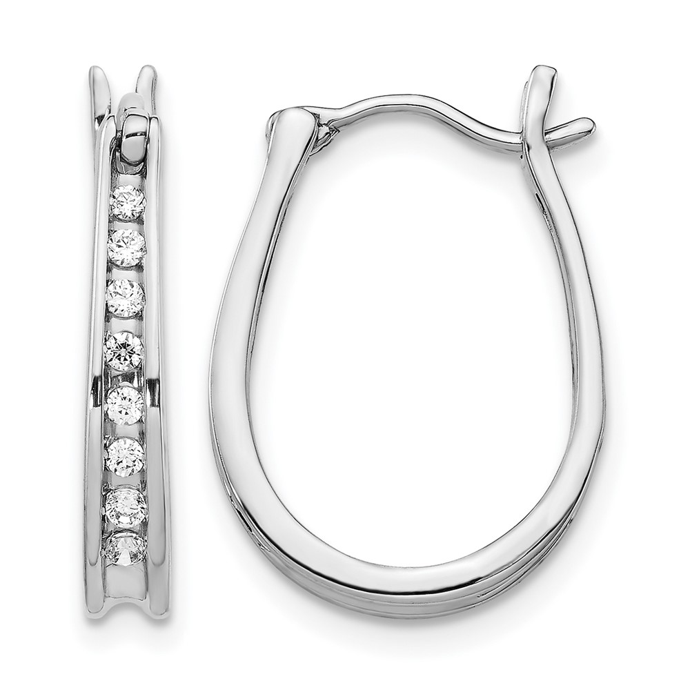 EM5420-020-WA.jpg 14k White Gold Diamond Oval Hinged Hoop Earrings - Image 1