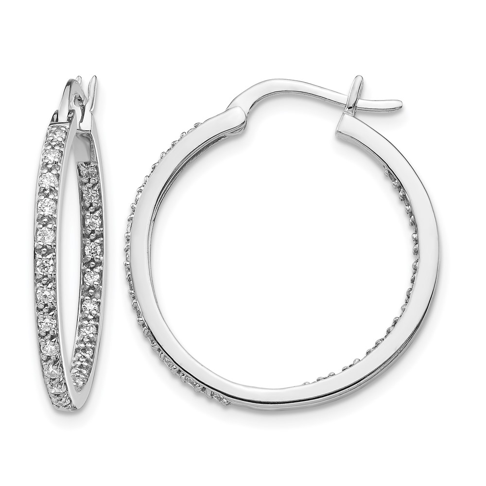 EM5423-050-WA-1.jpg 14k White Gold 1/2 carat Lab Grown Diamond VS/SI+ G+ Complete In and Out Hoop Earrings - Image 1
