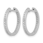 10k White Gold Polished Diamond In/Out Hinged Hoop Earrings - Image 2