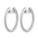 14k White Gold Diamond In/Out Hinged Hoop Earrings - Image 2