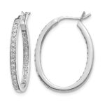 14k White Gold Diamond In/Out Hoop Earrings