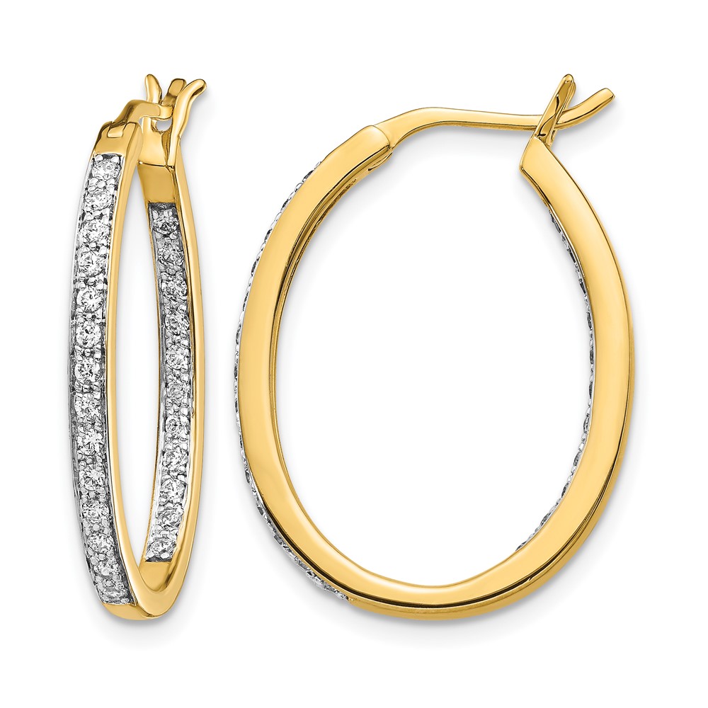 EM5426-050-YA.jpg 14k 1/2 carat Lab Grown Diamond VS/SI+ G+ Complete In and Out Hoop Earrings - Image 1