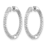 14k White Gold Polished Diamond In/Out Hinged Hoop Earrings - Image 2