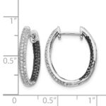 14k White Gold Black and White Diamond In/Out Hoop Earrings - Image 4