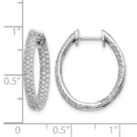 14k White Gold Diamond In/Out Hinged Hoop Earrings - Image 4