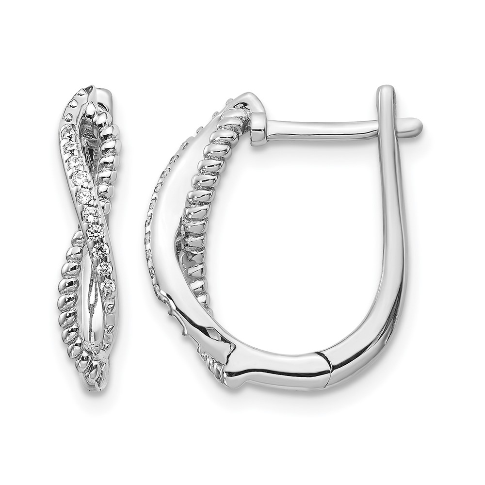 EM5442-007-WA.jpg 14k White Gold Diamond and Twisted Rope Hinged Post Earrings - Image 1