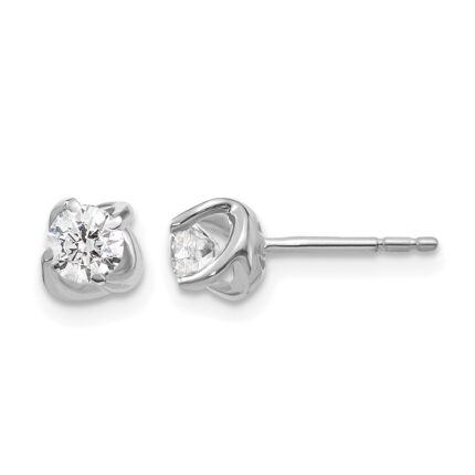 14k White Gold 1/2 carat Diamond Fancy Twist Post Earrings