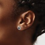 14k White Gold 1/3 carat Black/White Diamond Cluster Post Earrings - Image 3