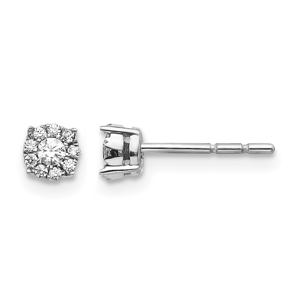 EM5453-016-WA.jpg 14k White Gold 1/6 carat Diamond Halo Cluster Post Earrings - Image 1