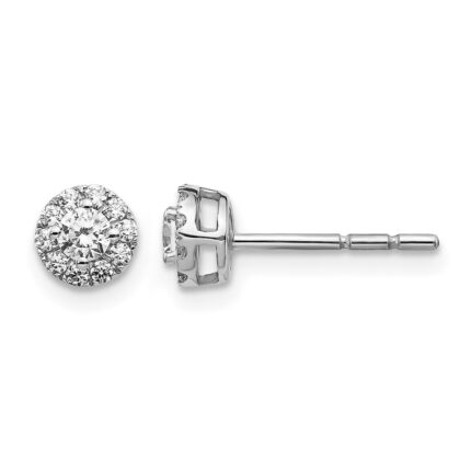 14k White Gold 1/3 carat Diamond Halo Cluster Post Earrings