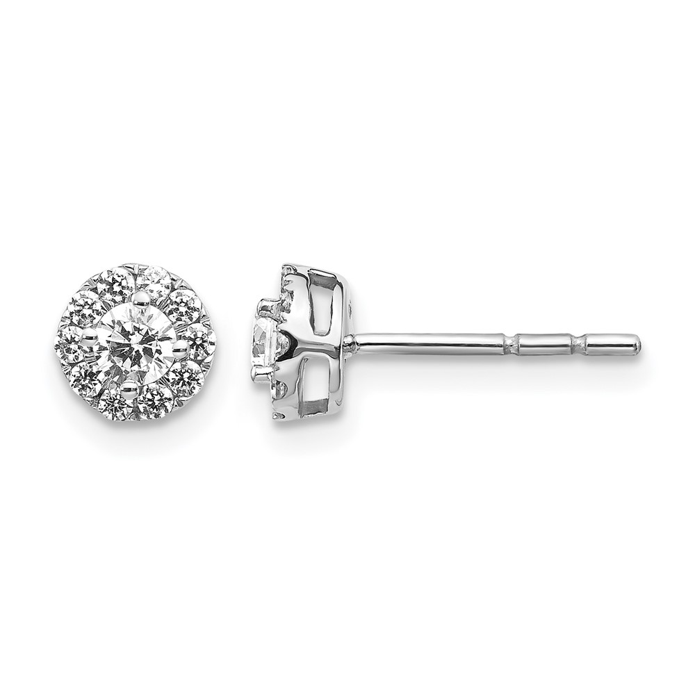 EM5454-050-WA.jpg 14k White Gold 1/2 carat Diamond Halo Cluster Post Earrings - Image 1