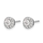 14k White Gold 5/8 carat Diamond Halo Cluster Post Earrings - Image 2