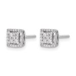 14k White Gold 1/4 carat Diamond Cluster Square Screwback Post Earrings - Image 2