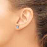 14k White Gold 1/4 carat Diamond Cluster Square Screwback Post Earrings - Image 3