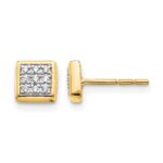 14k 1/10 carat Diamond Cluster Square Post Earrings