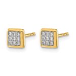 14k 1/10 carat Diamond Cluster Square Post Earrings - Image 2