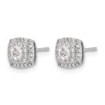 14k White Gold 1/2 carat Diamond Square Halo Post Earrings - Image 2