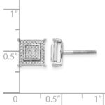 14k White Gold 1/4 carat Diamond Double Square Bezel Screwback Post Earrings - Image 4