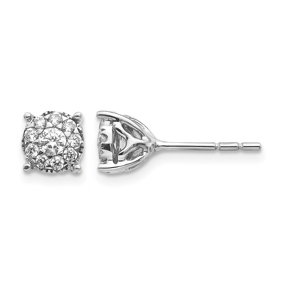 EM5480-050-WA-1.jpg 14k White Gold 1 carat Lab Grown Diamond VS/SI+ G+ Halo Post Earrings - Image 1