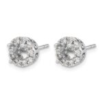 14k White Gold 1/2 carat Diamond (Holds 2-6.5mm Stones) Semi-mount Halo Stud Earrings - Image 2