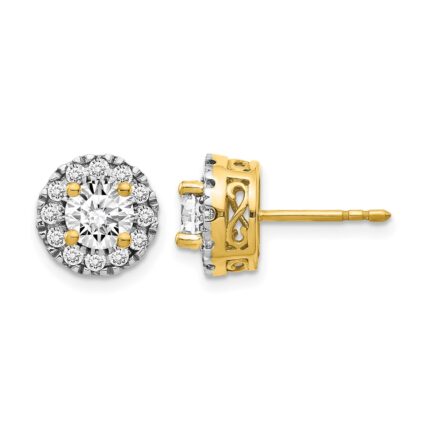 14k 1/2 carat Diamond (Holds 2-6.5mm Stones) Semi-mount Halo Stud Earrings