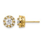 14k Yellow Gold 1 carat Lab Grown Diamond VS/SI+ G+ Halo Post Earrings