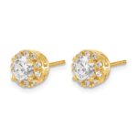 14k Yellow Gold 1 carat Lab Grown Diamond VS/SI+ G+ Halo Post Earrings - Image 2